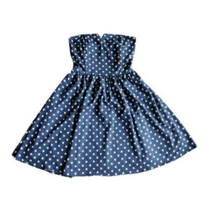 Women's Polka‎ Dot Dress Strapless Medium Blue White Myán